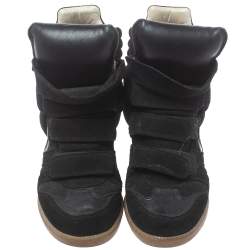 Pre Owned Isabel Marant Black Suede Bekett Wedge High Top Sneakers Size 39
