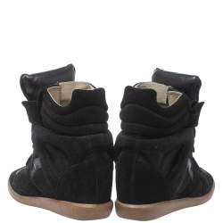 Pre Owned Isabel Marant Black Suede Bekett Wedge High Top Sneakers Size 39