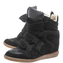 Pre Owned Isabel Marant Black Suede Bekett Wedge High Top Sneakers Size 39