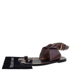 Pre Owned Isabel Marant Red Studded Leather Jeppys Flat Sandals Size 38