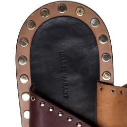 Pre Owned Isabel Marant Red Studded Leather Jeppys Flat Sandals Size 38