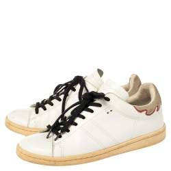 Pre Owned Isabel Marant White Leather Low Top Sneakers Size 38