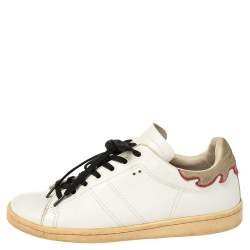 Pre Owned Isabel Marant White Leather Low Top Sneakers Size 38