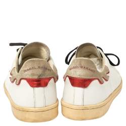 Pre Owned Isabel Marant White Leather Low Top Sneakers Size 38