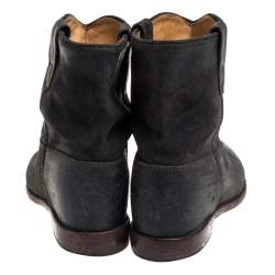 Pre Owned Isabel Marant Olive Green Suede Ankle Boots Size 38