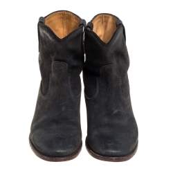 Pre Owned Isabel Marant Olive Green Suede Ankle Boots Size 38