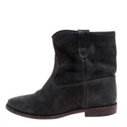 Pre Owned Isabel Marant Olive Green Suede Ankle Boots Size 38