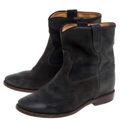 Pre Owned Isabel Marant Olive Green Suede Ankle Boots Size 38