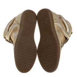 Pre Owned Isabel Marant Metallic Gold Leather Bekett Wedge Sneakers Size 37