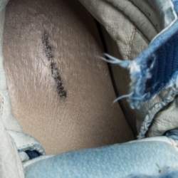 Pre Owned Isabel Marant Blue Canvas Wedge High Top Sneaker Size 38