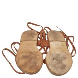 Pre Owned Isabel Marant Tan Leather Amy Lace-Up Flat Sandals Size 35