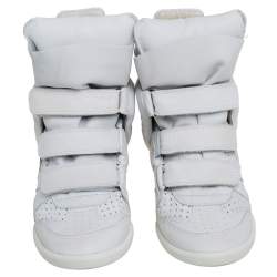 Pre Owned Isabel Marant White Leather Bekett Wedge High Top Sneakers Size 39