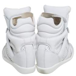 Pre Owned Isabel Marant White Leather Bekett Wedge High Top Sneakers Size 39