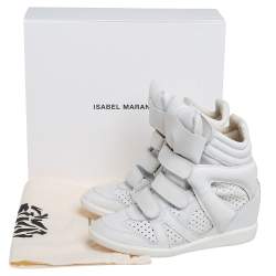 Pre Owned Isabel Marant White Leather Bekett Wedge High Top Sneakers Size 39