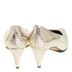 Pre Owned Isabel Marant Gold Mirror Suede Snakeskin Effect Pumps Size 38
