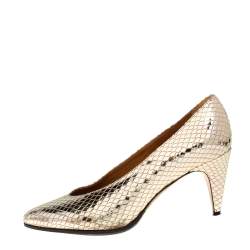 Pre Owned Isabel Marant Gold Mirror Suede Snakeskin Effect Pumps Size 38