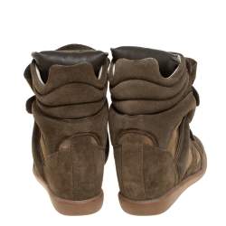 Pre Owned Isabel Marant Green Suede Bekett Wedge Sneakers Size 40