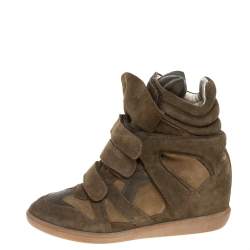Pre Owned Isabel Marant Green Suede Bekett Wedge Sneakers Size 40