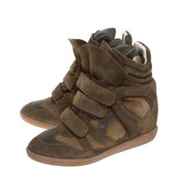 Pre Owned Isabel Marant Green Suede Bekett Wedge Sneakers Size 40