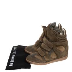 Pre Owned Isabel Marant Green Suede Bekett Wedge Sneakers Size 40
