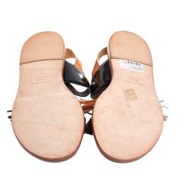 Pre Owned Isabel Marant Etoile Black/Brown Leather Clay Tassel Flat Sandals Size 40