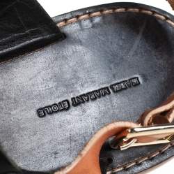 Pre Owned Isabel Marant Etoile Black/Brown Leather Clay Tassel Flat Sandals Size 40