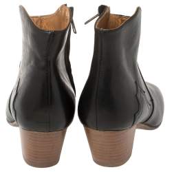 Pre Owned Isabel Marant Black Leather Dicker Ankle Length Boots Size 38