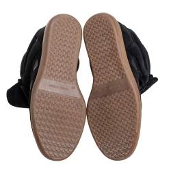 Pre Owned Isabel Marant Black Suede And Leather High Top Wedge Sneakers Size 39