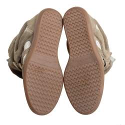 Pre Owned Isabel Marant Grey Suede And Leather High Top Wedge Sneakers Size 39