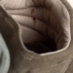 Pre Owned Isabel Marant Grey Suede And Leather High Top Wedge Sneakers Size 39