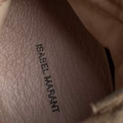 Pre Owned Isabel Marant Grey Suede And Leather High Top Wedge Sneakers Size 39