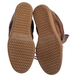 Pre Owned Isabel Marant Brown Suede And Leather Bekett Wedge High Top Sneakers Size 39