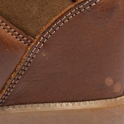 Pre Owned Isabel Marant Brown Suede And Leather Bekett Wedge High Top Sneakers Size 39