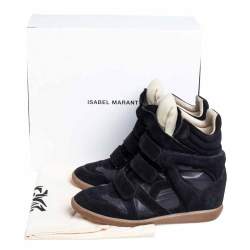 Pre Owned Isabel Marant Black Suede And Leather Bekett High Top Sneakers Size 41