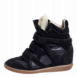 Pre Owned Isabel Marant Black Suede And Leather Bekett High Top Sneakers Size 41