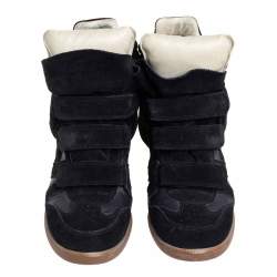 Pre Owned Isabel Marant Black Suede And Leather Bekett High Top Sneakers Size 41