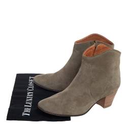 Pre Owned Isabel Marant Grey Suede Zipper Ankle Boots Size 38.5