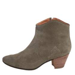 Pre Owned Isabel Marant Grey Suede Zipper Ankle Boots Size 38.5