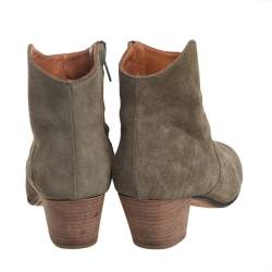 Pre Owned Isabel Marant Grey Suede Zipper Ankle Boots Size 38.5
