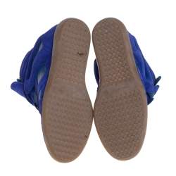 Pre Owned Isabel Marant Blue Suede And Leather Trim Bekett Wedge Sneakers Size 40