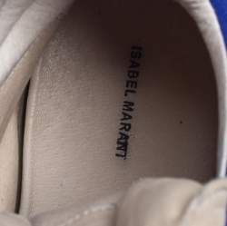 Pre Owned Isabel Marant Blue Suede And Leather Trim Bekett Wedge Sneakers Size 40