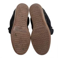 Pre Owned Isabel Marant Black Suede Leather Bekett Wedge High Top Sneakers Size 38