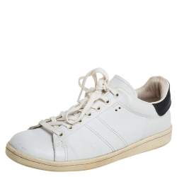 Pre Owned Isabel Marant White/Black Leather Sneakers Size 39