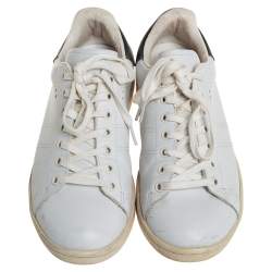Pre Owned Isabel Marant White/Black Leather Sneakers Size 39
