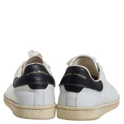Pre Owned Isabel Marant White/Black Leather Sneakers Size 39