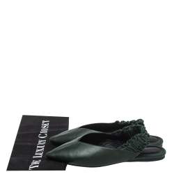 Pre Owned Isabel Marant Green Faux Leather Slingback Flat Sandals Size 36