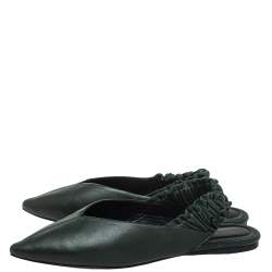 Pre Owned Isabel Marant Green Faux Leather Slingback Flat Sandals Size 36