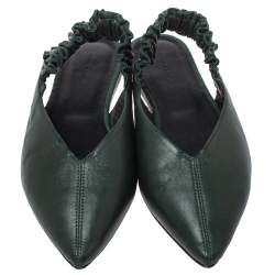 Pre Owned Isabel Marant Green Faux Leather Slingback Flat Sandals Size 36