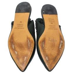 Pre Owned Isabel Marant Green Faux Leather Slingback Flat Sandals Size 36