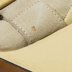 Pre Owned Isabel Marant Cream Leather, Suede, And Calf Hair Pierce Wedge Ankle Boots Size 37